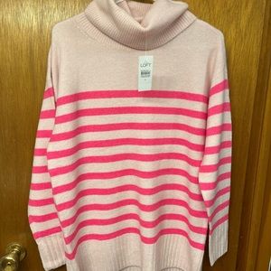 LOFT SOFT PINK COWLNECK SWEATER SZ SM